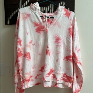 Splendid White and PinkTie Front Long Sleeve Hoodie & Shorts